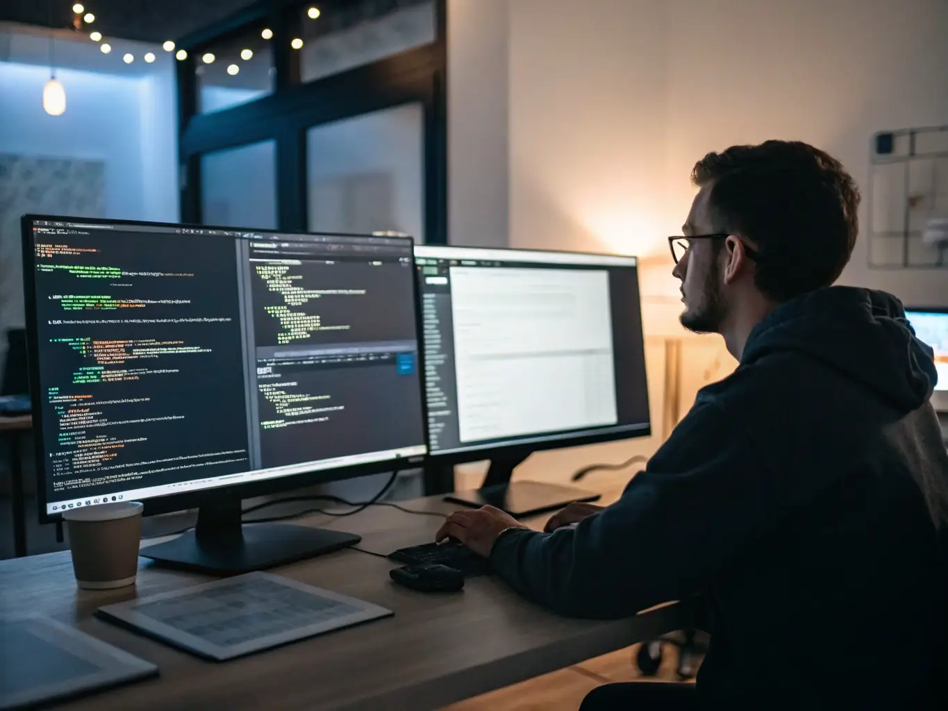 A junior developer deploying a DevOps project to the cloud, using automation tools and infrastructure-as-code principles.